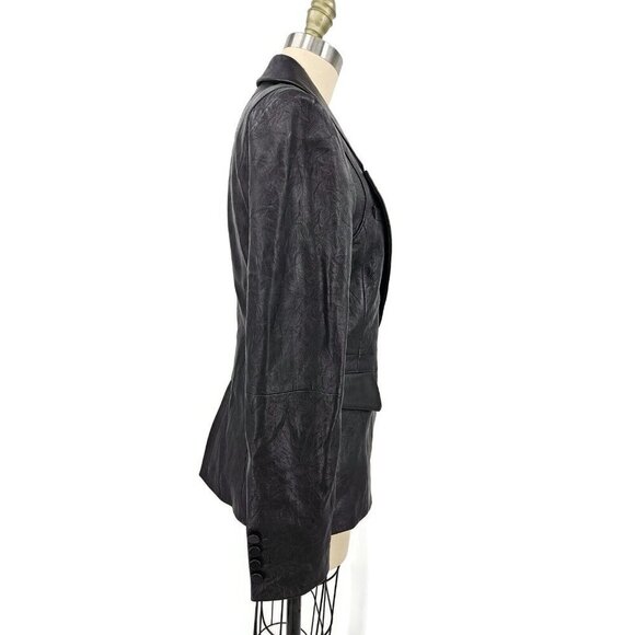 New Paige Yesenia Black Crinkle Leather Blazer Womens S Jacket - Picture 4 of 8